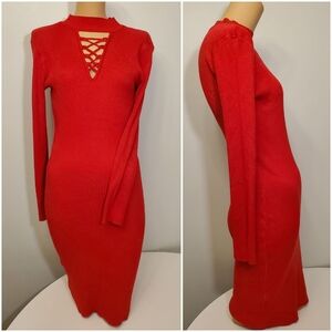 Sexy Red Ribbed Dress